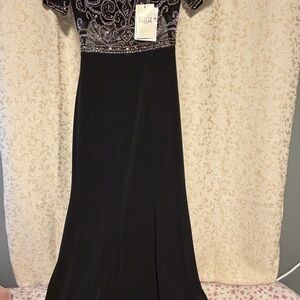 GIGI Black and Silver Embellished Maxi Dress